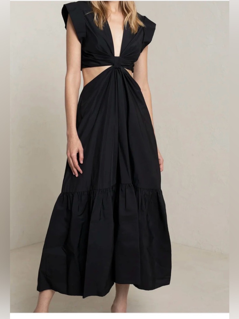 A.L.C. Black Cutout Knot-Front Maxi Dress